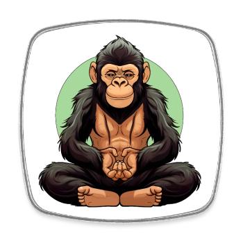 Affen Yoga / Yogi Affe - Viereckiger Kühlschrankmagnet - Weiß - Vorne