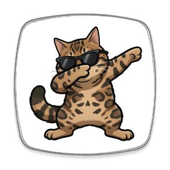 Dabbing Bengal Katze - Viereckiger Kühlschrankmagnet - Weiß - Vorne