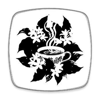 Elegant Coffee Cup Floral Botanical - Square fridge magnet - white - Front