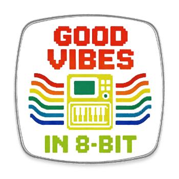 Gute Vibes in 8-Bit | Chiptune Retro Musik - Square fridge magnet - white - Front
