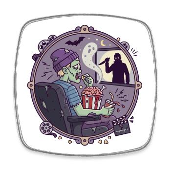 Horror Kino Zombie Zuschauer Design - Viereckiger Kühlschrankmagnet - Weiß - Vorne