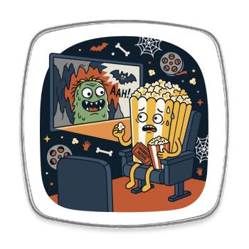 Scène cinématographique de monstres d’horreur Popcorn - Magnet carré - blanc - Devant