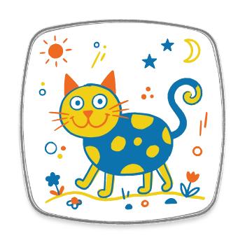 Kunterbunte Katze - Viereckiger Kühlschrankmagnet - Weiß - Vorne