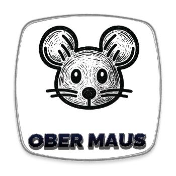 Obermaus – Lustiges Maus Geschenk - Viereckiger Kühlschrankmagnet - Weiß - Vorne