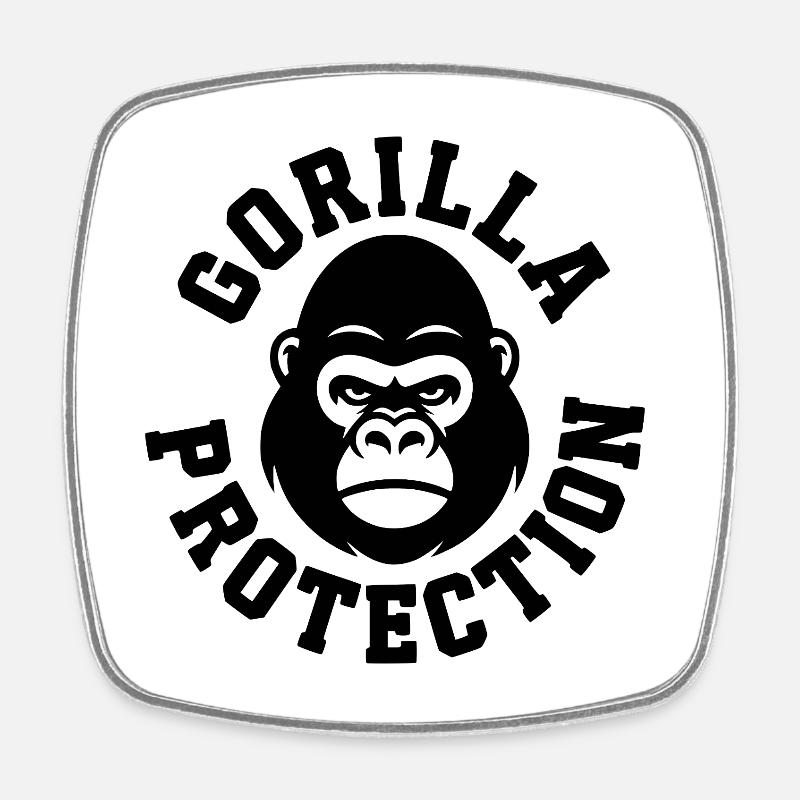 Gorilla Protection: Silverback Guardian Badge - Square fridge magnet - white