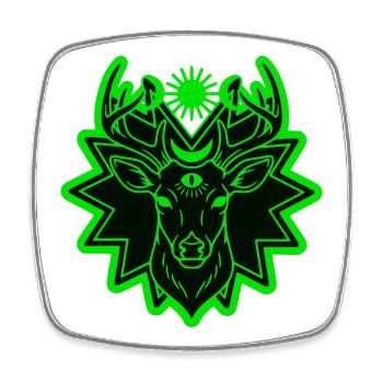 Cerf Mystique : Gardien de la Nature Géométrique - Magnet carré - blanc - Devant