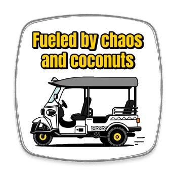TukTuk propulsé par Chaos et Cocoics - Magnet carré - blanc - Devant