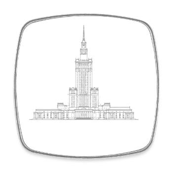 Warsaw Skyline Spire - Square fridge magnet - white - Front