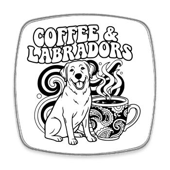 Coffee Labradors Hund Outline - Viereckiger Kühlschrankmagnet - Weiß - Vorne