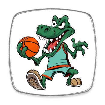 Basketballer Krokodil - Viereckiger Kühlschrankmagnet - Weiß - Vorne