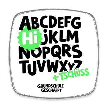 Grundschule Abschluss Shirt ABC - Viereckiger Kühlschrankmagnet - Weiß - Vorne
