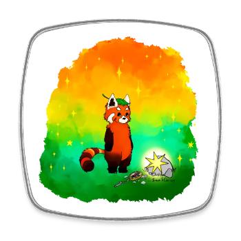 Chercheur Stellaire Panda Rouge - Magnet carré - blanc - Devant
