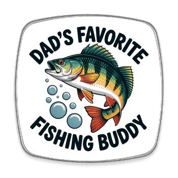 Papa's Angler Buddy - Viereckiger Kühlschrankmagnet - Weiß - Vorne