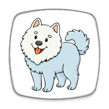Wuschelhund (Weiß/ Comic) - Viereckiger Kühlschrankmagnet - Weiß - Vorne