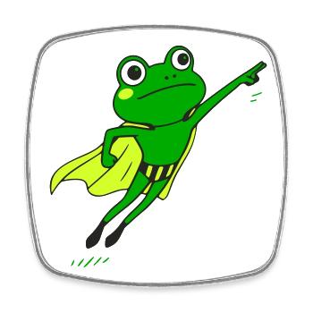 Héros grenouille en supercape - Magnet carré - blanc - Devant