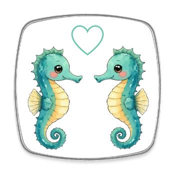 Two Seahorse Pair - Square fridge magnet - white - Front
