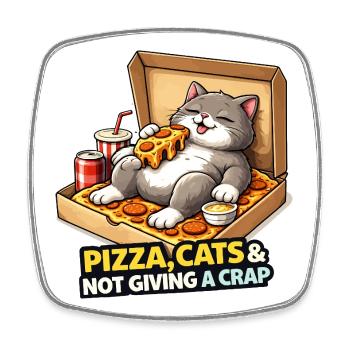 Pizza Cats Einstellung - Viereckiger Kühlschrankmagnet - Weiß - Vorne