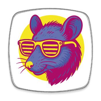 Ratte mit Sonnenbrille - Viereckiger Kühlschrankmagnet - Weiß - Vorne