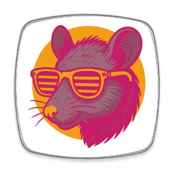 Rat with sunglasses - Square fridge magnet - white - Front