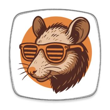 Rat with sunglasses - Square fridge magnet - white - Front