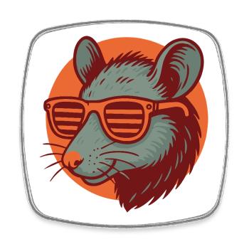 Rat with sunglasses - Square fridge magnet - white - Front