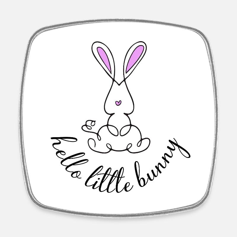 Petit Lapin Rose - Magnet carré - blanc