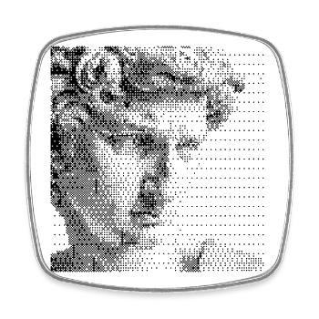 David Michelangelo Gesichts-Halbtonporträt - Viereckiger Kühlschrankmagnet - Weiß - Vorne