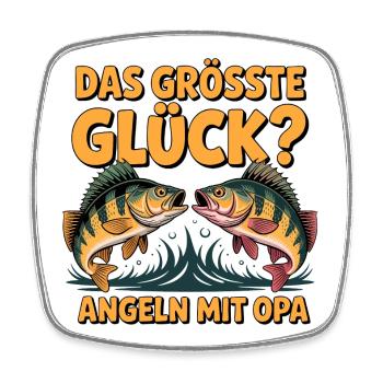 Opa Angler Geschenk - Viereckiger Kühlschrankmagnet - Weiß - Vorne