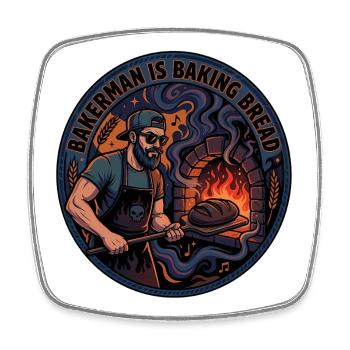 Bäckermeister am Backofen - Viereckiger Kühlschrankmagnet - Weiß - Vorne