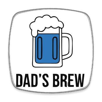 Kühles Dads Brew Bierglas Papa - Viereckiger Kühlschrankmagnet - Weiß - Vorne