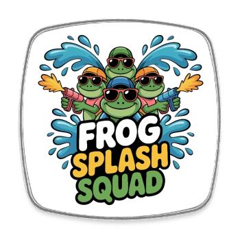 Frog Splash Squad Frog Crew - Square fridge magnet - white - Front
