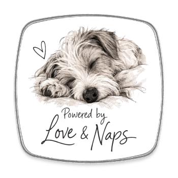 Love & Naps Kromfohrländer - Square fridge magnet - white - Front