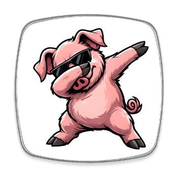 Dabbing Schwein - Viereckiger Kühlschrankmagnet - Weiß - Vorne