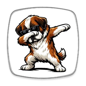 Dabbing St. Bernard - Square fridge magnet - white - Front