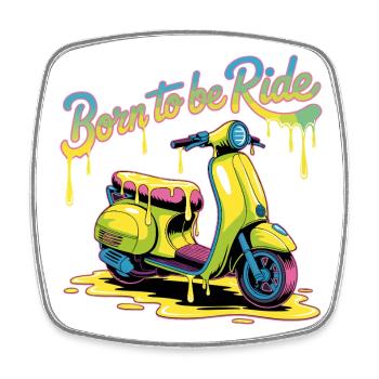 Born To Ride Scooter Neon Splash - Square fridge magnet - white - Front