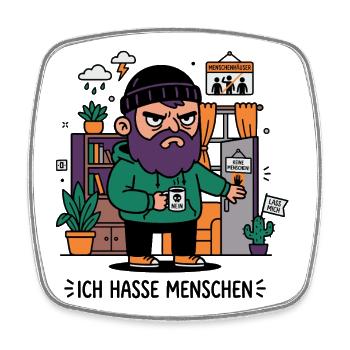 Keine Menschen Humor Introvertiert - Viereckiger Kühlschrankmagnet - Weiß - Vorne