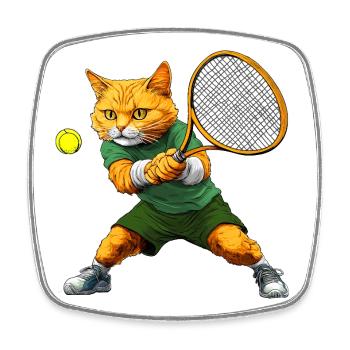 Tennis Katzen - Viereckiger Kühlschrankmagnet - Weiß - Vorne