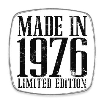 1976 Jahrgang geboren Vintage Geburtstag Geschenk - Viereckiger Kühlschrankmagnet - Weiß - Vorne