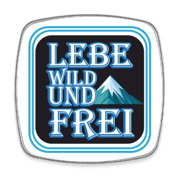 Lebe Wild Und Frei Bergmotiv - Viereckiger Kühlschrankmagnet - Weiß - Vorne