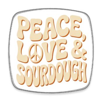 Peace Love Sourdough Tee - Square fridge magnet - white - Front