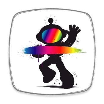 Robot Silhouette Rainbow Splash Design - Magnet carré - blanc - Devant