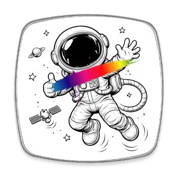 Astronaut Regenbogen Splash Space Design  - Viereckiger Kühlschrankmagnet - Weiß - Vorne