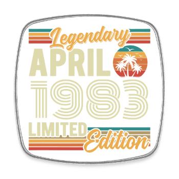 April 1983 43rd Anniversary Gift - April 1983 - Square fridge magnet - white - Front