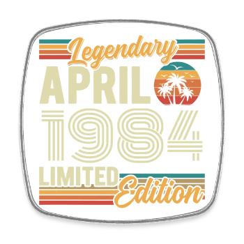 April 1984 42nd Anniversary Gift - April 1984 - Square fridge magnet - white - Front
