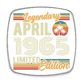 April 1965 61st Birthday Gift - April 1965 - Square fridge magnet - white - Front