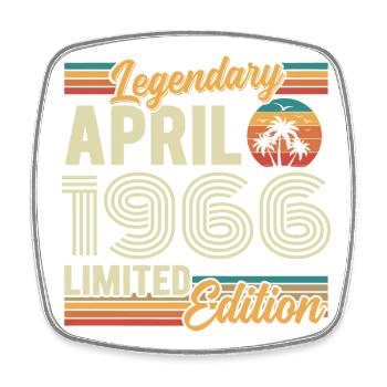 April 1966 60th Anniversary Gift - April 1966 - Square fridge magnet - white - Front