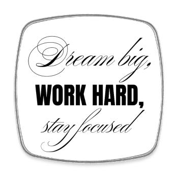 work hard - Square fridge magnet - white - Front