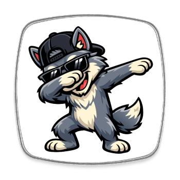 Dabbing Wolf - Viereckiger Kühlschrankmagnet - Weiß - Vorne