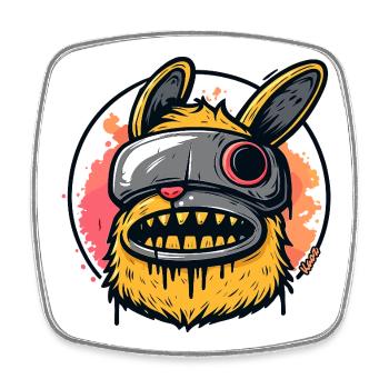 Neon-Maskiertes Kaninchenmonster - Viereckiger Kühlschrankmagnet - Weiß - Vorne