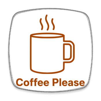 Coffee Please Tasse Outline - Viereckiger Kühlschrankmagnet - Weiß - Vorne